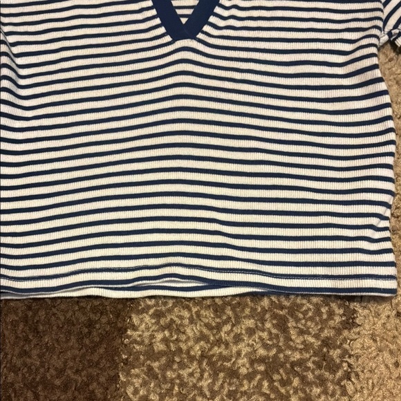 Zara Blue and White Striped Short Sleeve Tee - Picture 6 of 11